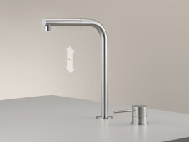 MIL215 - Two-hole mixer with up & down swivelling spout and pull-out hand shower