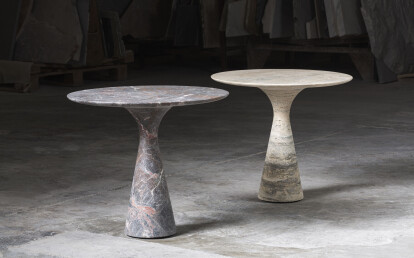 Angelo M side tables - Grey Saint Laurent & Travertino Silver