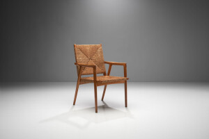 Armchair in Solid Oak and Cane, Denmark ca 1960s
