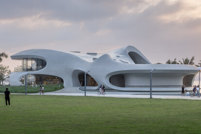 MAD Architects shapes seaside library like eroded stone