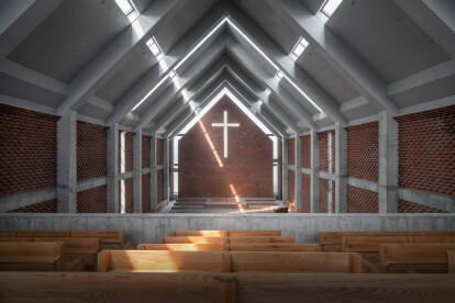 Simple abstraction and minimalist detailing define the uplifting Jinan Changzhuang Church