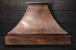 Hammered Copper Range Hood with Dark Patina