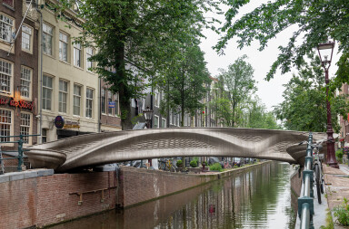 Dutch technology startup MX3D completes world’s first 3D printed stainless steel bridge over an Amsterdam canal