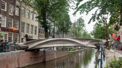 Dutch technology startup MX3D completes world’s first 3D printed stainless steel bridge over an Amsterdam canal