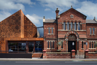 Contemporary Corten steel-clad extension to the Manchester Jewish Museum compliments the beauty of the city’s oldest synagogue