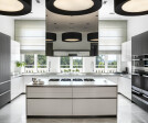 MAIN KITCHEN - base cabinetry, upper cabinetry, sink, cooktop, island, faucet, tall units, hood: by Boffi ; ovens by Gaggenau; flooring: Bianco Lasa marble by Antolini; lighting by iGuzzini