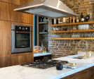 Bespoke American Walnut kitchen with solid Carrera Marble