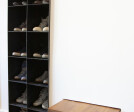 Bespoke black steel recessed shoe shelf