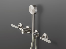 LTZ31 - Wall mounted thermostatic mixer set for shower with 2 shut-off valves and hand shower