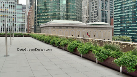 NFL Headquarters Manhattan Roof Deck Terrace 800 feet of recycled plastic lumber parapet wall planters