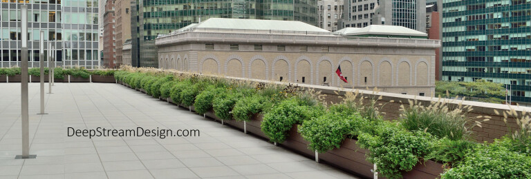 NFL Headquarters Manhattan Roof Deck Terrace 800 feet of recycled plastic lumber parapet wall planters