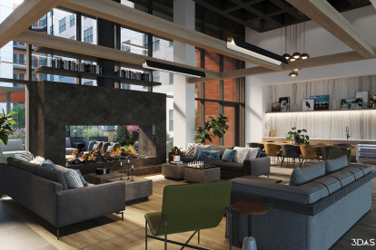 Clubroom 3D Rendering