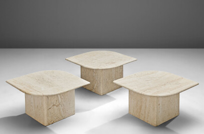 leaf-shaped travertine coffee tables