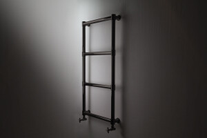 Round Chunky Black Chrome Heated Towel Rail