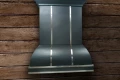 Amoretti Brothers Blackened Steel Range Hood with Stainless Steel Strips