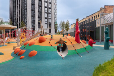 А playground for children with art objects