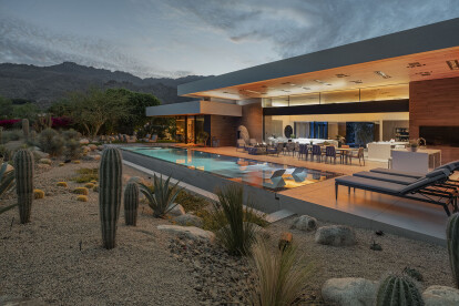 Bighorn Palm Desert modern design luxury home resort style backyard pool