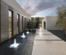 Bighorn Palm Desert modern design home entry pond feature