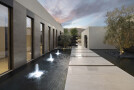 Bighorn Palm Desert modern design home entry pond feature