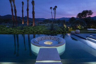Serenity Indian Wells modern California desert home swimming pool island