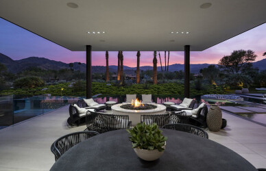Serenity Indian Wells modern resort style desert home outdoor covered terrace