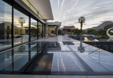 Serenity Indian Wells modern luxury desert home with glass floor walkways