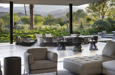 Serenity Indian Wells luxury modern indoor outdoor desert home covered terrace