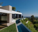 Laurel Way Beverly Hills modern mansion wraparound moat pool