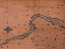 Pixelated Vaal River made from bricks at the NWU Vaal Campus Administration building