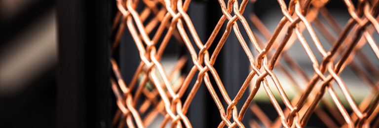Banker's woven wire mesh M22-27 creates visual interest in a diamond orientation.