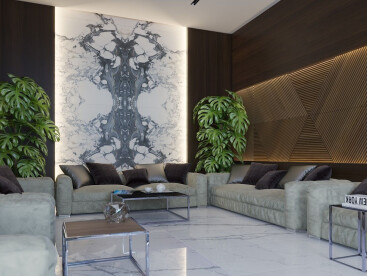 Contemporary Majlis also known as Formal Living design in a high-end villa in Saudi Arabia, near Riyadh