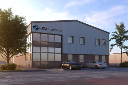 3d exterior render of an industrial building