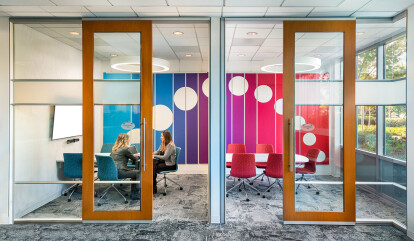 Small conference rooms with a pop of color
