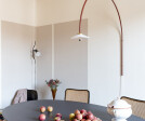 Dining area and reading corner in the background