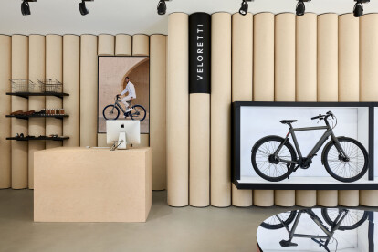 S-P-A-C-E remodels Veloretti’s Amsterdam store against a bold felt-tube wall backdrop