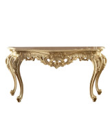Rectangular coffee table with inlaid top + gold leaf finish - Made in Italy