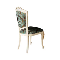 Victorian side chair in white finish and bluemarine upholstered seating by Modenese Interiors