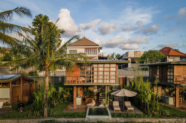 Stilt Studios unveil prefab treehouse hospitality units overlooking the lush rice fields of Bali