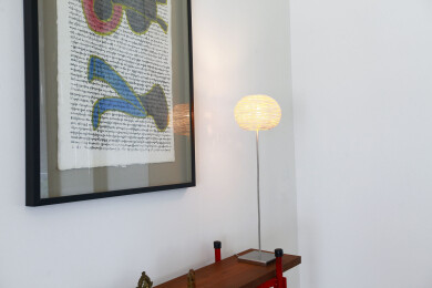 Rattan table lamp in living room