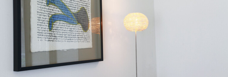 Rattan table lamp in living room