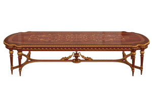 Classic victorian dining table with inlaid top and walnut finish by Modenese