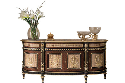 Deluxe Four Door sideboard with drawers and radica inlays by Modenese