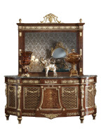 Gold leaf and radica inlays sideboard by Modenese Interiors