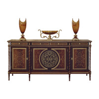 Noble sideboard with drawers in natural wood finish and radica inlays