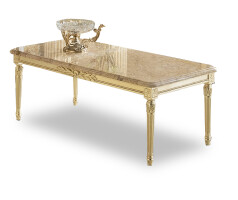 Rectangular coffee table with Crema Valencia marble top by Modenese  Interiors