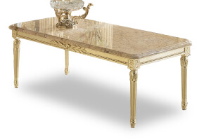 Rectangular coffee table with Crema Valencia marble top by Modenese  Interiors