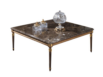 Square coffee table with Emperador Dark marble top by Modenese Interiors
