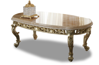 Polished Honey Onyx baroque oval coffee table by Modenese