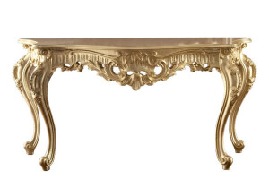 Precious total gold leaf decorated console by Modenese Gastone