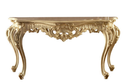 Precious total gold leaf decorated console by Modenese Gastone